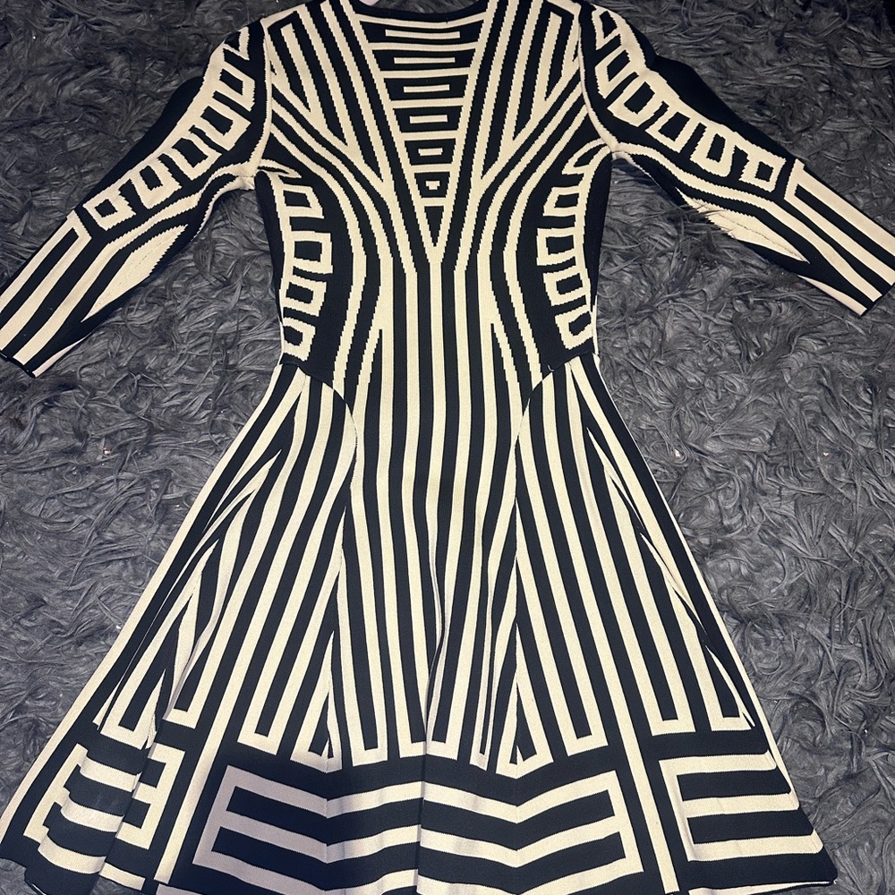 Geometric Black and White Dress